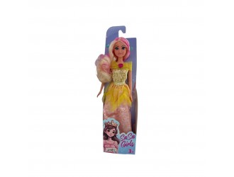Papusa 29 cm, Printesa, rochie culoare roz/galben
