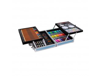 Set cu 145 accesorii pentru desen, in valiza de alumin. roz/albastru, ZJA357395