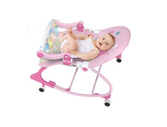 Scaunel roz multifunctional cu sunete si roti, ZJA342172
