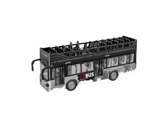 Jucarie Autobuz Excursie gri cu doua etaje, frictiune, sunete si lumini, 1:16, jstoys, ZJA314879
