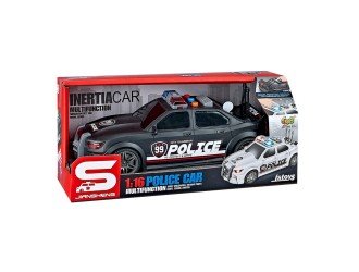 Masina de politie neagra, frictiune, portbagaj care se deschide, sunete si lumini, 1:16, jstoys, ZJA314885