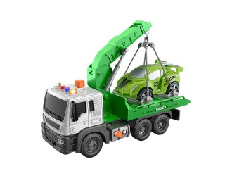 Jucarie Evacuator verde cu frictiune, buton presiune, sunete si lumini, 1:16, ZJA278623