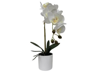 Orhidee artificiala alba in ghiveci 44 cm PEVA, ZJA361814