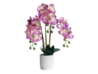 Orhidee artificiala alb-mov in ghiveci 53 cm, ZJA361823