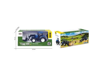 Tractor albastru cu telecomanda 2.4G scara 1:24, cu dispozitiv de ridicare frontal, acumulator si lumini, ZJA363077