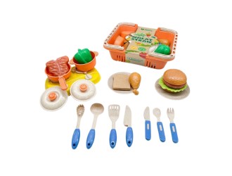 Set de joaca Cos pentru picnic cu vase si ustenile de bucatarie 23 el., ZJA323760