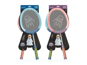 Set palete badminton textile cu 2 fluturasi, diverse culori, ZJA335476
