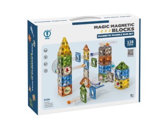 Set de constructie magnetic 128 el. traseu cu bile, ZJA354948