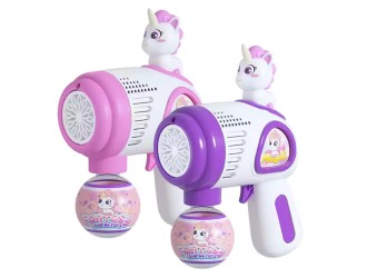 Pistol de facut baloane de sapun Unicorn, cu solutie 100 ml, diverse culori, ZJA361451
