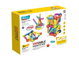 Joc educativ de constructie cu bile si bete magnetice 42 el., ZJA344396