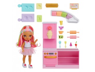 Set de joaca Patiseria lui Kandy cu papusa Littles Rainbow High
