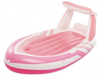Pluta gonflabila „Pink Paradise Boat Float”, 257x135 cm, pana la 100 kg, 8+, INTEX
