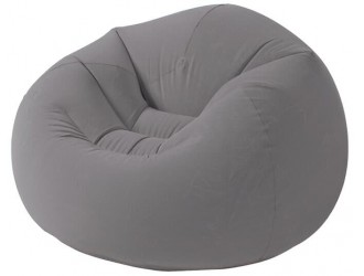 Fotoliu Gonflabil Intex Beanless Bag, Design Ergonomic, Suprafata Catifelata, 114 x 114 x 71 cm, max. 100 kg, Gri