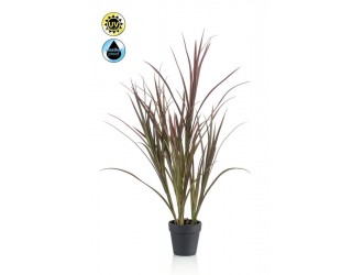 Iarba decorativa artificiala, pentru exterior, visiniu/verde inchis, rezistenta UV, 90cm, in ghiveci