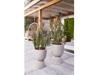 Iarba artificiala pentru exterior, visiniu/verde inchis, rezistenta UV, 115cm, in ghiveci