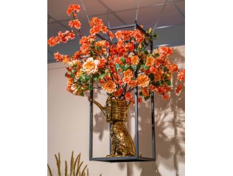 Ramura decorativa de cires, artificial, rosu, 120 cm