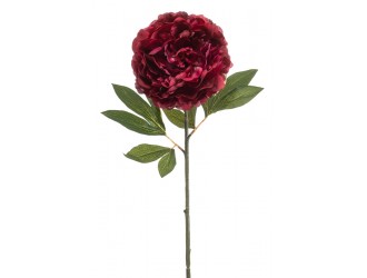 Bujor artificial rosu, ramura, 77cm