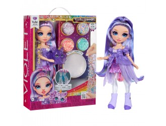 Set de joaca cu papusa Violet Willow, seria Rainbow Shimmers, Rainbow High (cu slime)