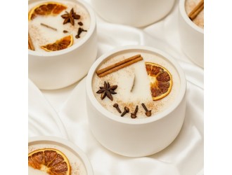 Lumanare in suport din gips 10 cm cu decor 300g