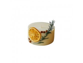 Lumanare rotunda 5 cm cu decor de Craciun