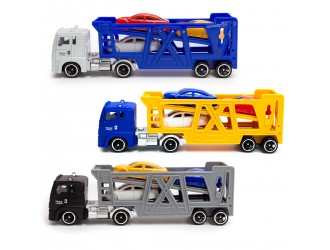 Macheta Camion transportor de masini in cutie din plastic TechnoDrive (3 modele)