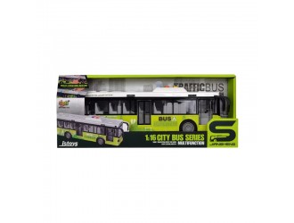Autobuz verde cu frictiune, sunete si lumini, 1:16, JSTOYS, ZJA314874