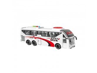 Autobuz alb cu frictiune, sunete si lumini, 1:16, JSTOYS, ZJA352333