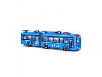 Autobuz albastru cu frictiune, sunete si lumini, 1:16, JSTOYS, ZJA352340