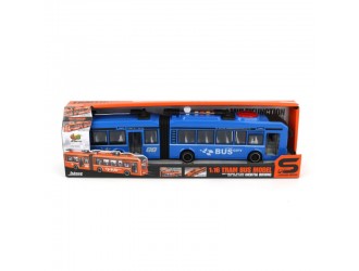 Autobuz albastru cu frictiune, sunete si lumini, 1:16, JSTOYS, ZJA352340