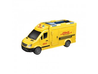 JS126F Microbuz galben servicii postale cu frictiune si usi care se deschid, sunete si lumini, 1:16, JSTOYS, ZJA329910