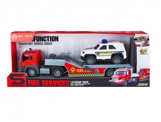Camion transportator-evacuator, frictiune, sunete si lumini, 1:16, JSTOYS, ZJA375396