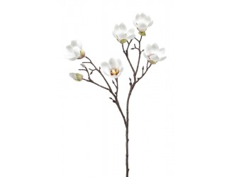 Floare artificiala Magnolia mini tip spray, crem, 65 cm