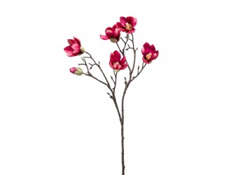 Floare artificiala Magnolia mini tip spray, roz inchis, 65 cm