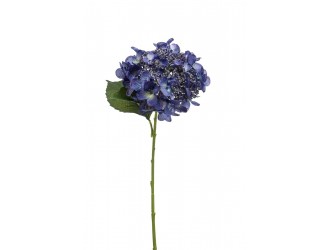 Floare artificiala Hortensie (Hydrangea) tip spray, albastru inchis, 50 cm