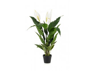 Planta artificiala Spathiphyllum (Crinul pacii), alb, 90 cm