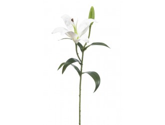 Floare artificiala Crin (Lily) tip spray, alb, 56 cm