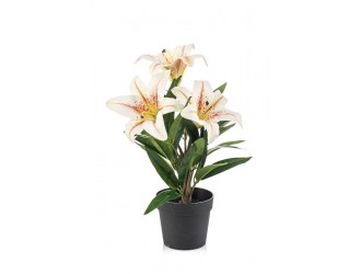  Planta artificiala Crin (Lily), crem, 33 cm, in ghiveci