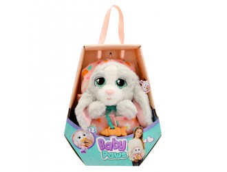 Jucarie de plus Iepuras gri interactiv in gentuta 21.5 cm, cu suzeta, Baby Paws