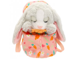 Jucarie de plus Iepuras gri interactiv in gentuta 21.5 cm, cu suzeta, Baby Paws