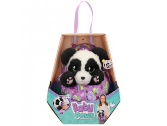 Jucarie de plus Panda interactiva in gentuta 24 cm, cu suzeta, Baby Paws W3