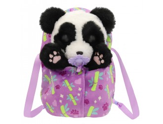 Jucarie de plus Panda interactiva in gentuta 24 cm, cu suzeta, Baby Paws W3