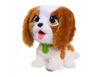 Jucarie interactiva de plus Catelus King Charles Spaniel cu lesa, 19 cm, Furreal seria Poop-A-Lots