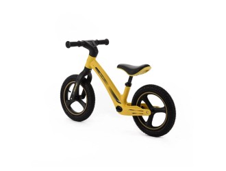 Bicicleta de echilibru fara pedale, cu 2 roti 12'' gonflabile, Rocket, galbena, Adamex