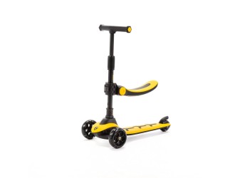 Trotineta Lamborghini 2-in-1 pentru copii cu scaun si 3 roti LED, Galben, Adamex