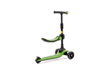 Trotineta Lamborghini 2-in-1 pentru copii cu scaun si 3 roti LED, Verde, Adamex