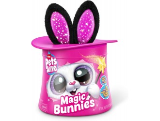 Jucarie interactiva Magic Bunny Surprise Pets Alive Zuru cu bagheta magica, lumini si sunete, NEGRU