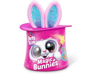 Jucarie interactiva Magic Bunny Surprise Pets Alive Zuru cu lumini si sunete, set surpriza, ROZ