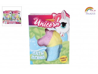 Bomba de baie pentru copii, Unicorn multicolor, 80 g, parfum vanilie