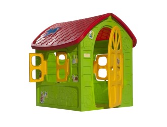 Casuta pentru copii, verde-rosu, 120x113x111 cm, interior/exterior