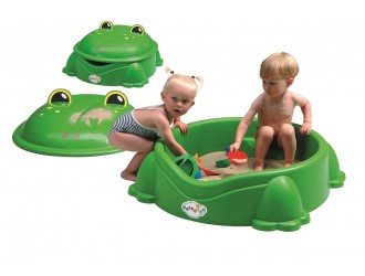 Nisipar pentru copii tip broasca, cu capac, 84x92x38 cm, interior/exterior
